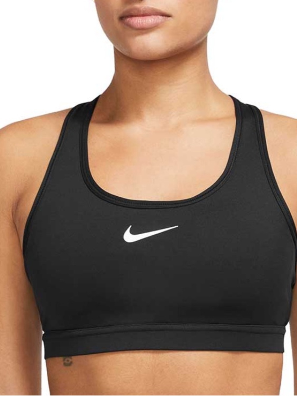 Nike Black Racerback Sports Bra with White Swoosh